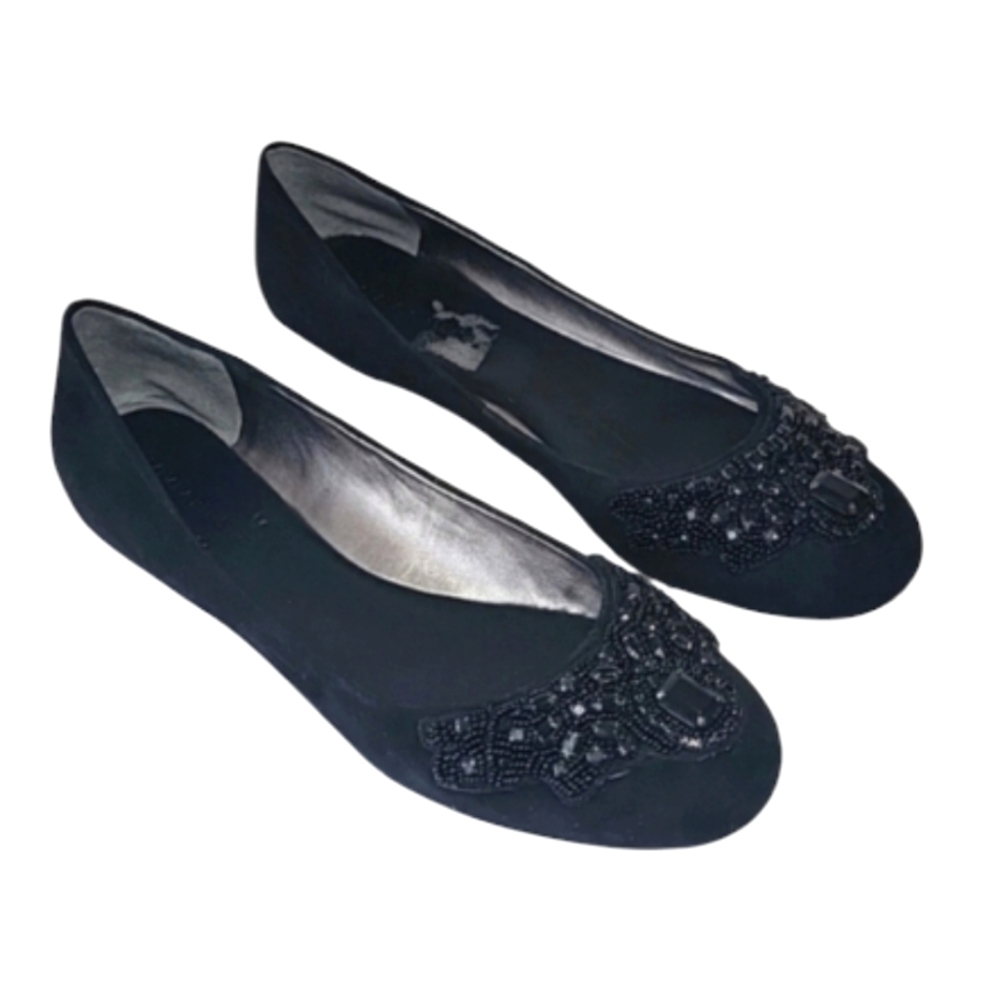 Banana Republic black suede jeweled flats women's size 11 NEW
